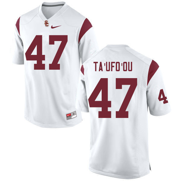 Men #47 Stanley Ta'ufo'ou USC Trojans College Football Jerseys Sale-White - Click Image to Close